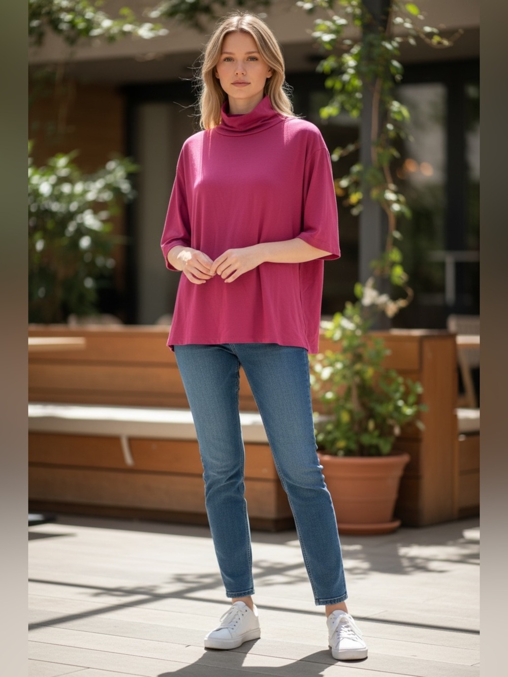 NWT Red Plum Turtleneck Top XL | Soft Stretch Knit | 3/4 Sleeve